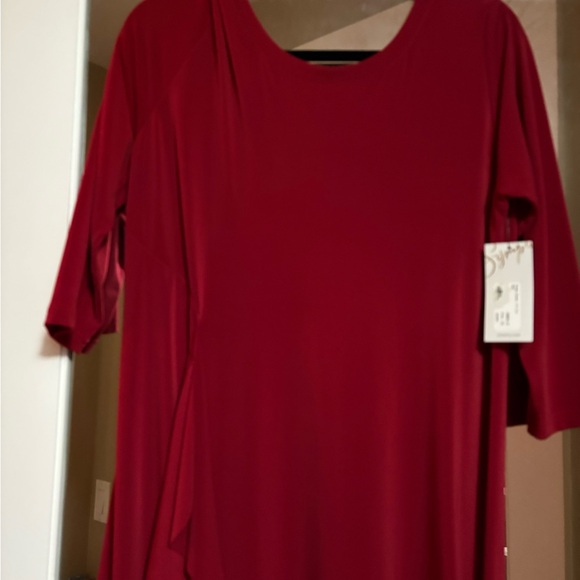 Sympli (Red) Asymmetrical 3/4 Sleeve Dress - Picture 7 of 14